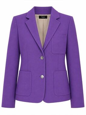 Theory Shrunken Patch Pocket Blazer Bright Peony Purple Women’s Size 2 NEW